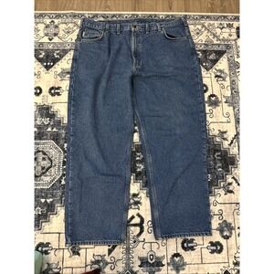 Carhartt Jeans Mens Sz 44x30 Flannel-Lined B172 DST Relaxed Fit Denim Darkstone